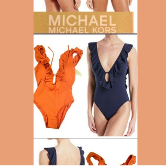 Orange Michael Kors ruffled scoop-back one-piece - Picture 5 of 5